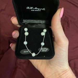 NWT Sterling Silver Genuine Pearl Necklace Macy’s Exclusive